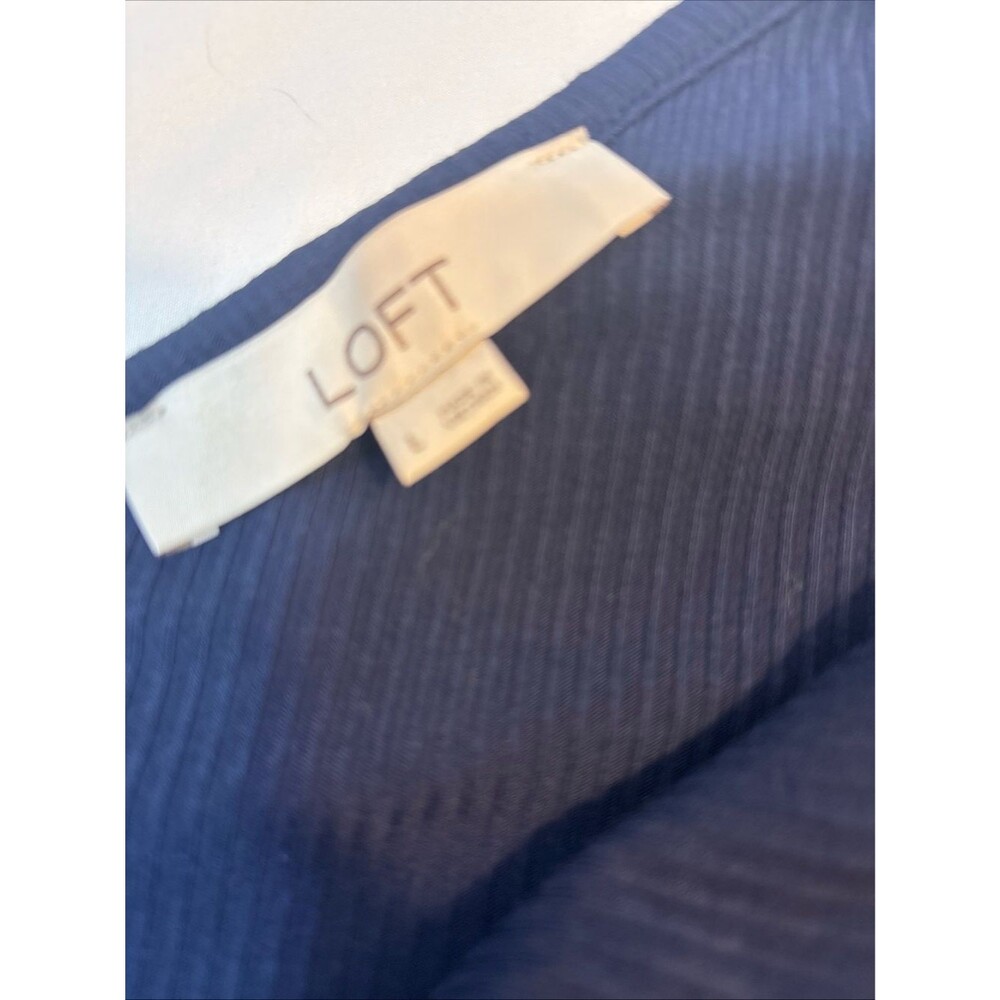 LOFT Navy One-Shoulder Ruffle Crop Top - Picture 3 of 6